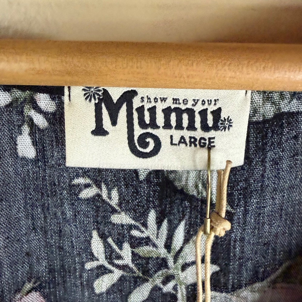 NWT Show Me Your Mumu Donnie Blk Rose Floral Trapeze Dress Size LG Keyhole Back - Picture 3 of 8